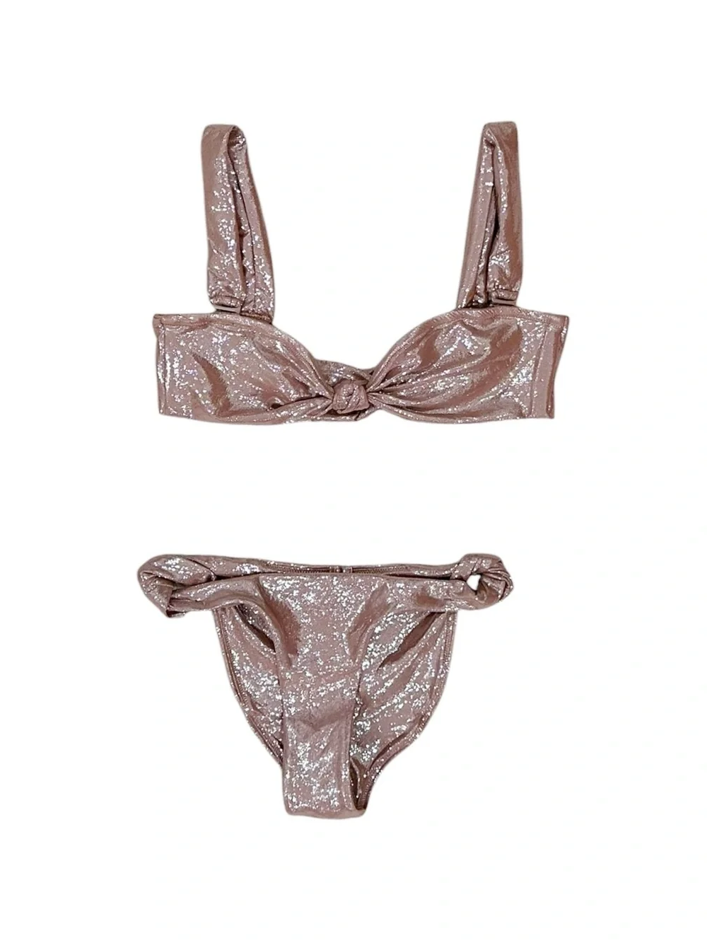 RARE SKIMS Liquid Shine Bikini Bandeau & Twisted Mid Coverage Bottom Set